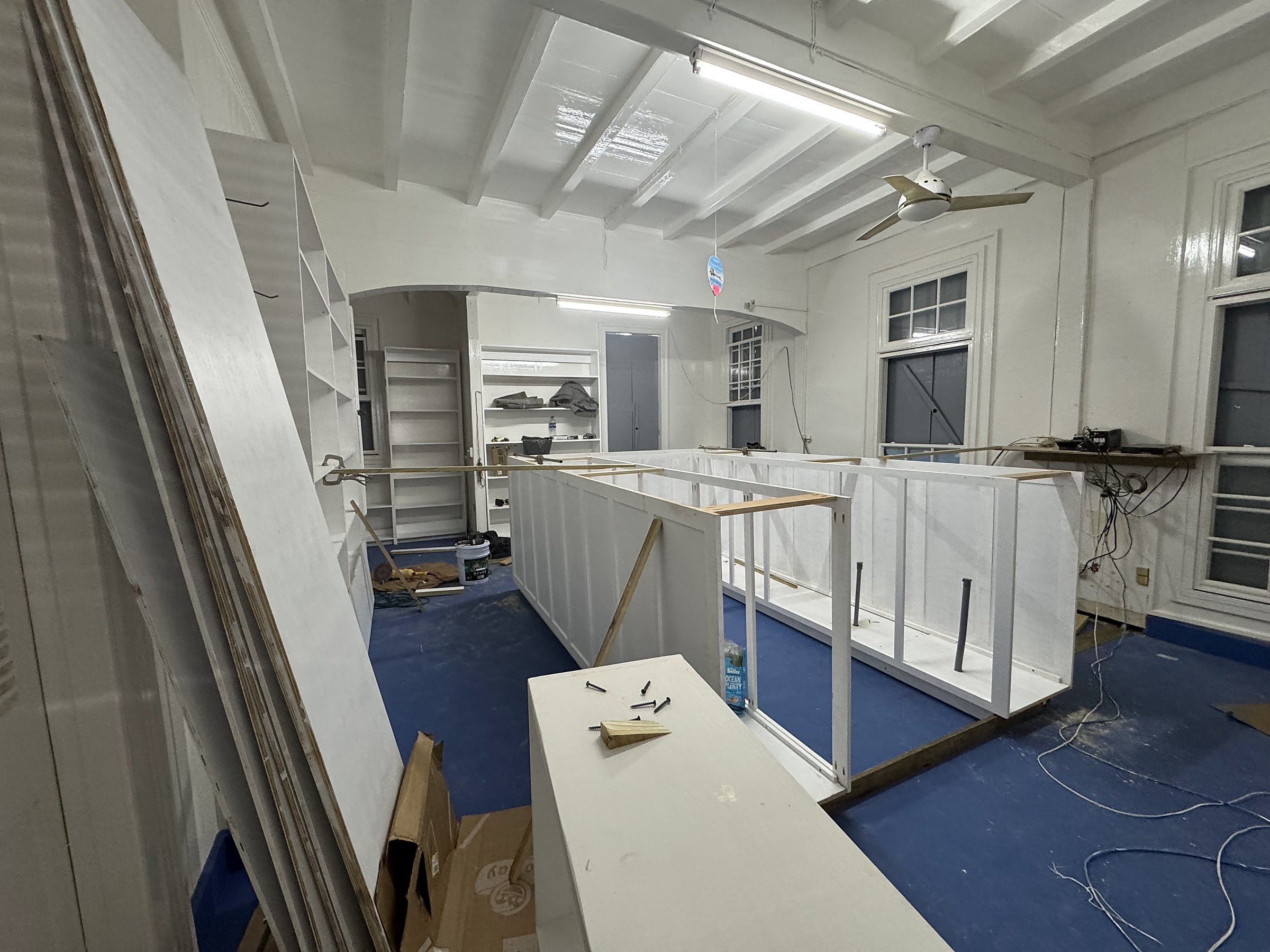 Nelson's Dockyard Gift Shop — new central counter under construction