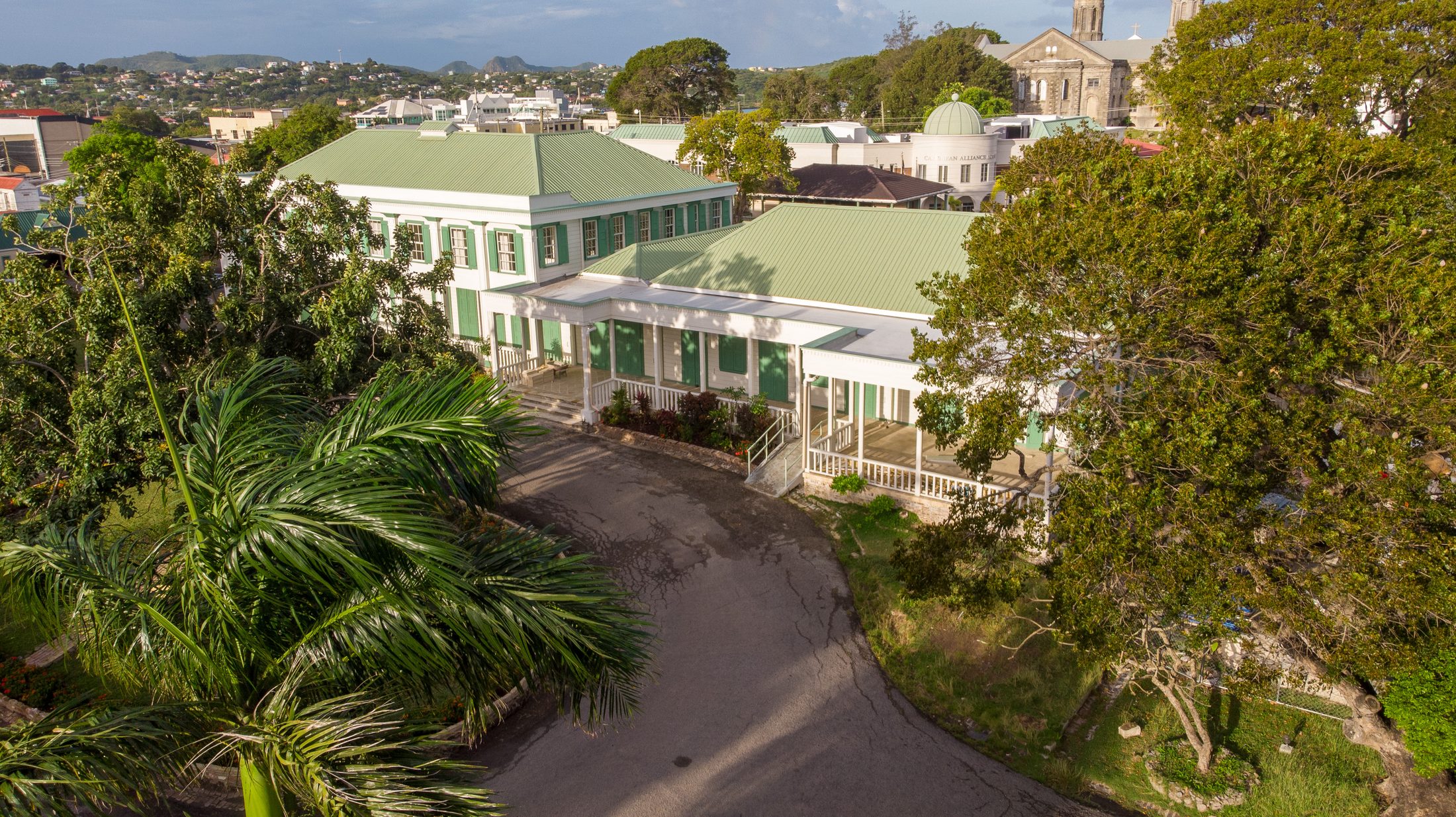 Government House — aerial view, with St. John's beyond