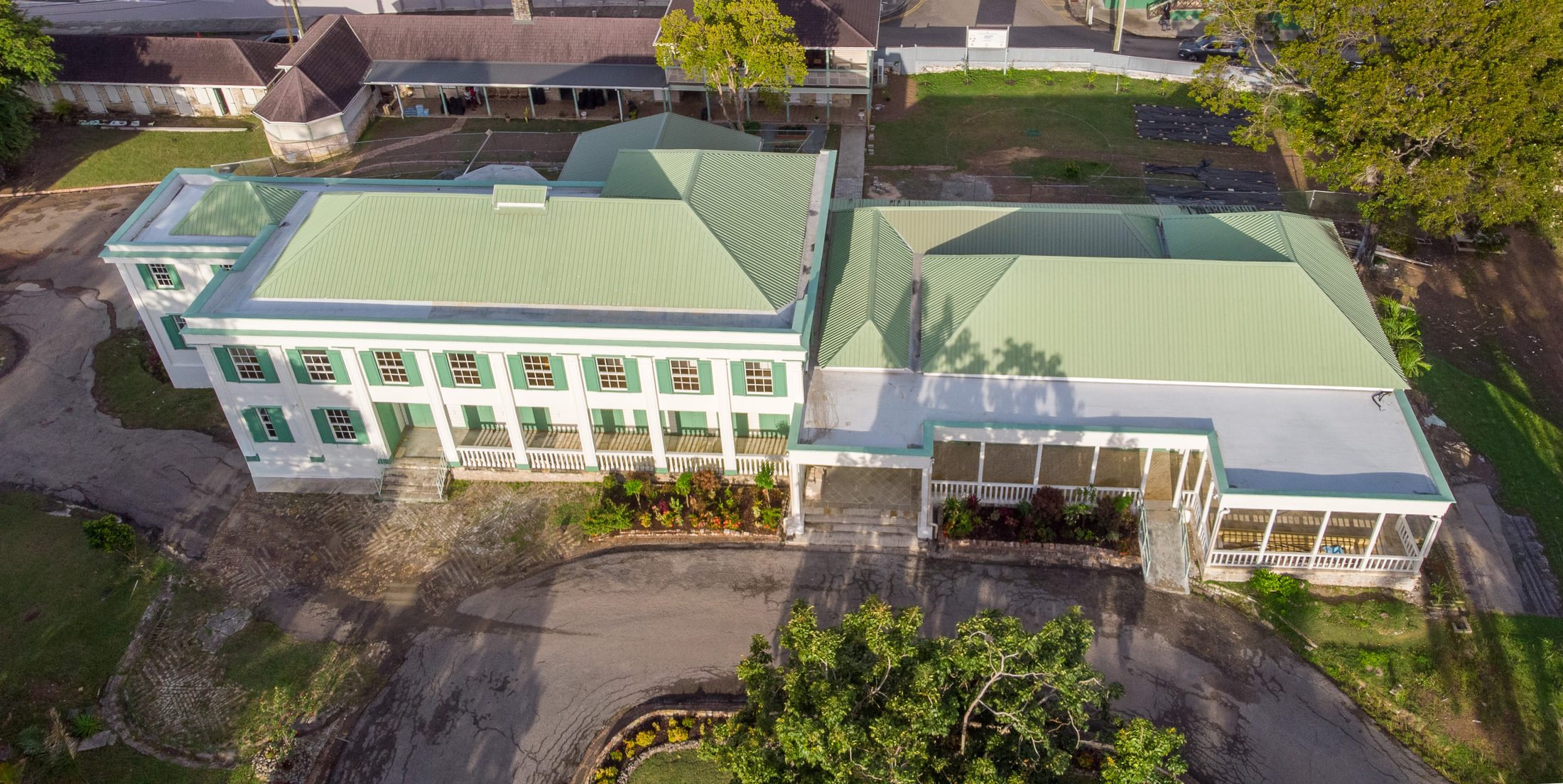 Aerial detail of restored roofs and verandahs