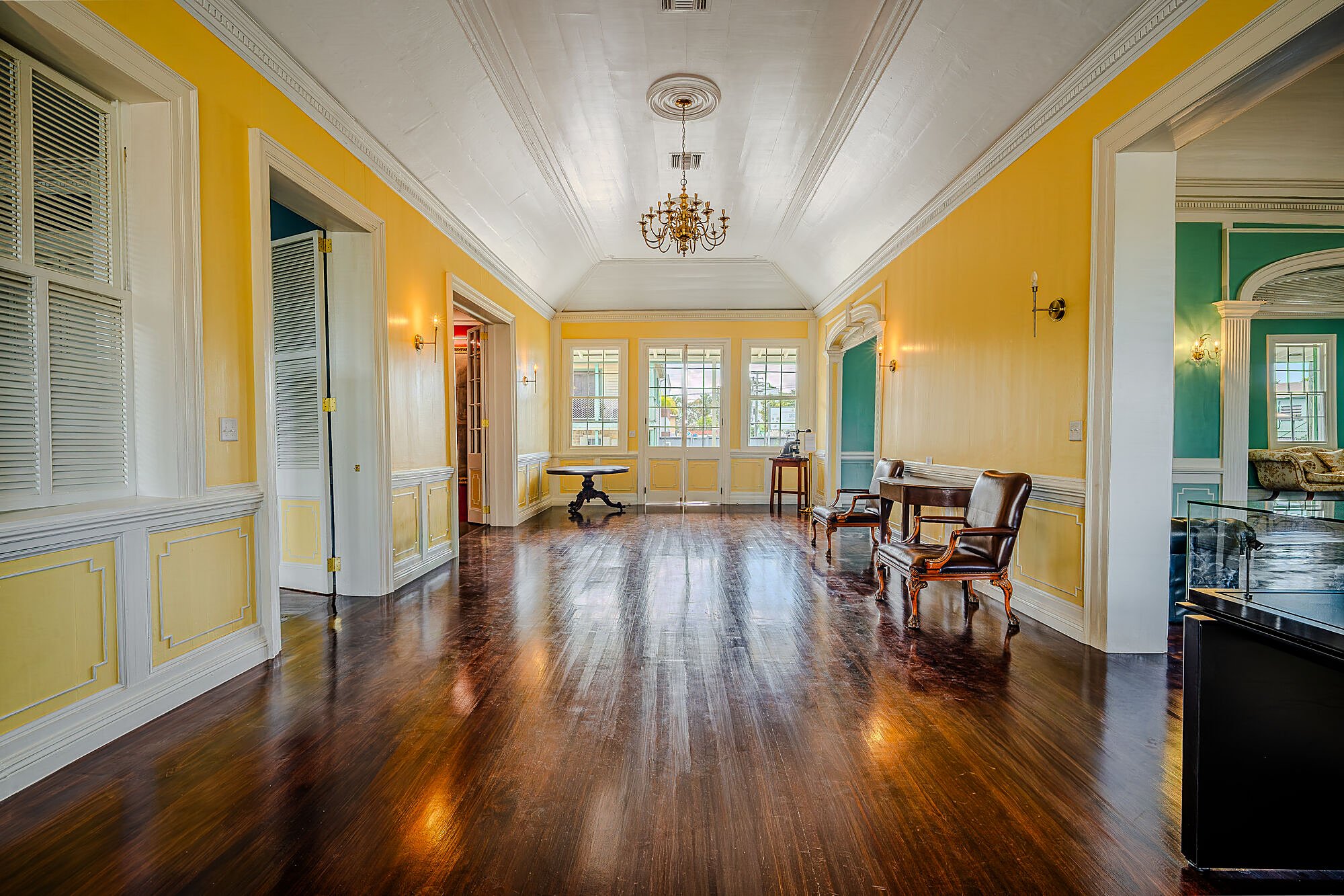 Government House — restored enfilade corridor connecting principal rooms