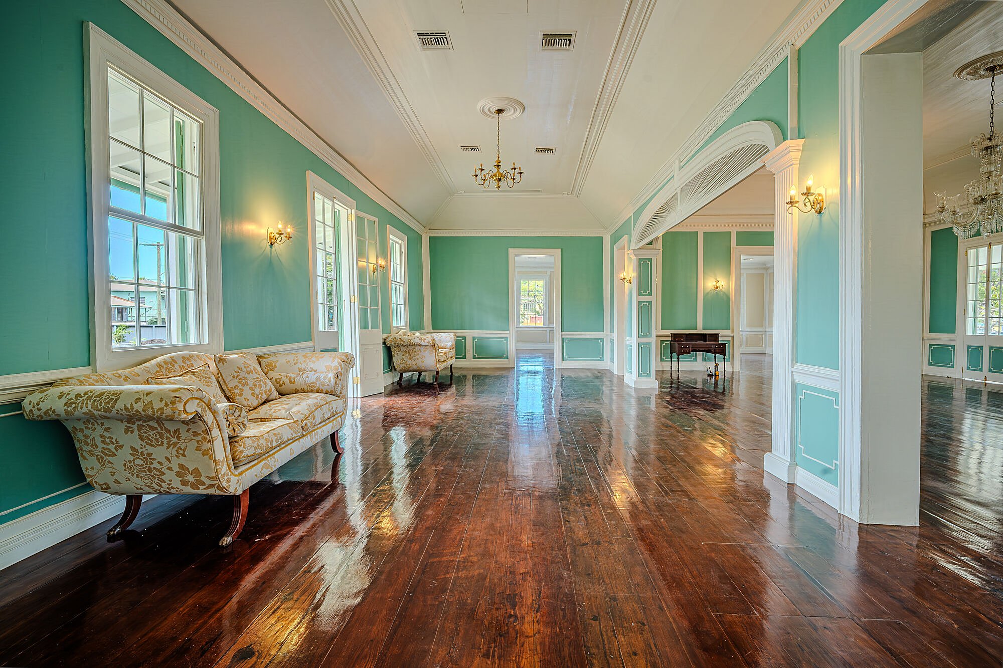Government House — restored ceremonial room with original woodwork and period furniture