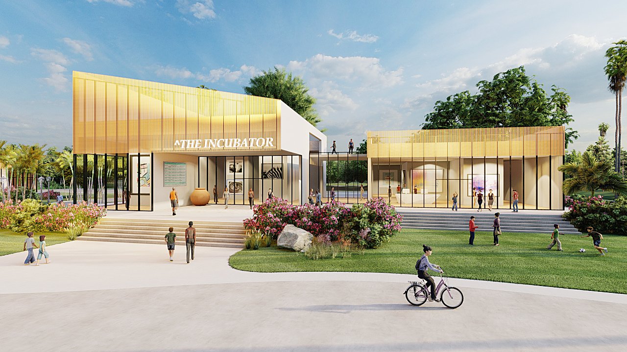 Urban Incubator — Community Center, rendered exterior view